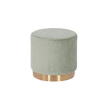Benzara Velvet Upholstered Ottoman with Steel Base, Gray and Gold