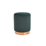Benzara Velvet Upholstered Ottoman with Steel Base, Green and Gold