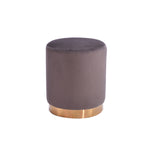 Benzara Velvet Upholstered Ottoman with Steel Base, Large, Gray and Gold