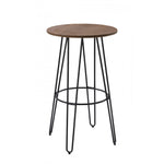 Benzara Contemporary Bar Table with Hairpin Legs and Bamboo Top, Black and Brown