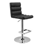 Benzara Leather Upholstered Adjustable Swivel Barstool, Black and Silver