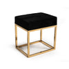 Benzara Velvet Upholstered Ottoman with Metal Tubular Base, Black and Gold