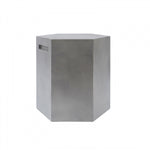 Benzara Contemporary Style Hexagonal Concrete Stool with Grove Handle, Gray