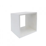 Benzara Contemporary Style Concrete Cube End Table with Sharp Edges, White
