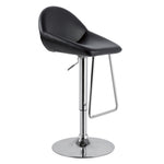 Benzara Eco Leather swivel Barstool with Round Flat Base, Black and Silver