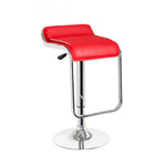 Benzara Swivel Barstool with Round Flat Base and Curved Seat, Red and Silver