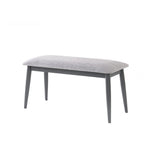 Benzara Fabric Upholstered Wooden Bench with Round AngLed Legs, Gray