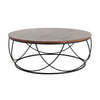 Benzara Wooden Round Top Coffee Table with Open Geometric Base, Brown and Black