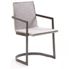 Benzara Leatherette Padded Back Dining Chair with Semi Circular Base, Gray