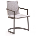 Benzara Leatherette Padded Back Dining Chair with Semi Circular Base, Gray