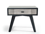 Benzara 1 Drawer Wooden Nightstand with AngLed Legs and Rough Sawn Texture, Gray