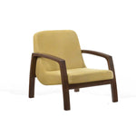 Benzara Wooden Lounge Chair with Block Legs and Padded Seat, Yellow