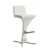 Benzara Leatherette Bar Stool with H Shaped Metal Base and Footrest, White