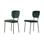 Benzara Fabric Curved Back Dining Chair with Metal Tubular Legs, Setof 2, Green