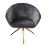 Benzara Dining Chair with Curved Backrest and AngLed Metal Legs, Gray and Bronze
