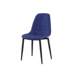 Benzara Fabric Upholstered Dining Chair with Round Tapered Legs, Setof 2, Blue