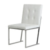 Benzara Metal Dining Chair with Tufted Leatherette Upholstery, Set of 2, White
