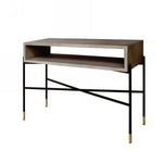 Benzara Rectangular Console Table with Concrete Top and  Metal Base, Gray and Black