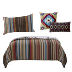Benzara BM219391 Striped Cotton Twin Quilt Set with 1 Sham and 2 Pillows, Multicolor
