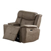 Benzara Fabric Upholstered Wooden Recliner with Cushion Armrests, Beige
