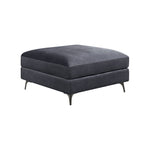 Benzara BM219562 Fabric Upholstered Square Ottoman with Metal Bracket Legs, Gray