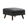 Benzara BM219563 Fabric Upholstered Rectangular Ottoman with Round Angled Legs, Gray