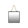 Benzara BM219623 Metal Frame Square Wall Mirror with Rope Hanger, Set of 2, Gunmetal Gray