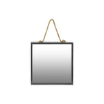 Benzara BM219623 Metal Frame Square Wall Mirror with Rope Hanger, Set of 2, Gunmetal Gray
