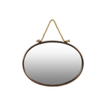 Benzara BM219630 Oval Wall Mirror with Metal Rim and Rope Hanger, Set of 2, Bronze