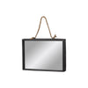 Benzara BM219636 Rectangle Wall Mirror with Metal Rim and Rope Hanger, Set of 2, Black