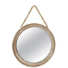Benzara BM219649 Round Wood Encased Mirror with Beaded Hanger, Large, Set of 2, Brown