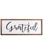 Benzara BM219681 Rectangular Wooden Wall Art with Grateful Typography, Set of 2, Brown
