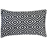 Benzara BM219707 20 x 12 Jacquard Print Cotton Accent Pillow Cover, Black and White