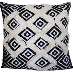 Benzara BM219710 18 x 18 Geometric and Fringe Accent Pillow Cover, Black and White