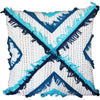 Benzara BM219715 18 x 18 Embroidered Cotton Applique Accent Pillow Cover, White and Blue
