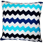 Benzara BM219716 Square Embroidered Cotton Cushion Cover with Zig Zag Pattern, Multicolor