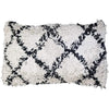 Benzara BM219720 20 x 12 Fringed Cotton Accent Pillow Cover, White and Black