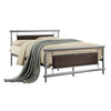 Benzara Faux Leather Upholstered Metal Frame Full Bed, Gray and Brown