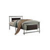 Benzara Metal Frame Twin Size Platform Bed with Fabric Padding, Silver and Brown