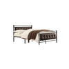 Benzara Full Size Metal Platform Bed with Button Tufted Leatherette Padding, Black