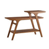 Benzara Mid Century 2 Tier Wooden Sofa Table with Tapered Flared Legs, Walnut Brown
