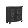 Benzara 2 Door Accent Chest with Glass Inlay Design and Turned Feet, Black
