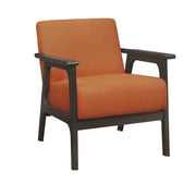 Benzara Fabric Upholstered Accent Chair with Straight Arms, Orange