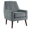 Benzara Upholstered Accent Chair with Button Tufting Details and Angled Legs, Gray