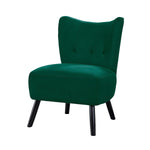 Benzara Upholstered Armless Accent Chair with Flared Back and Button Tufting, Green