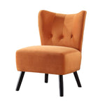 Benzara Upholstered Armless Accent Chair with Flared Back and Button Tufting, Orange