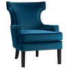 Benzara Fabric Upholstered Accent Chair with Curved Side Panels, Navy Blue