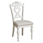 Benzara Victorian Style Writing Desk Chair with Engraved Backrest, Antique White
