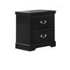 Benzara Transitional Style 2 Drawer Wooden Nightstand with Sled base, Black