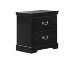 Benzara Transitional Style 2 Drawer Wooden Nightstand with Sled base, Black